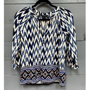 Lucky Brand Blouse Blue zig/zag pattern